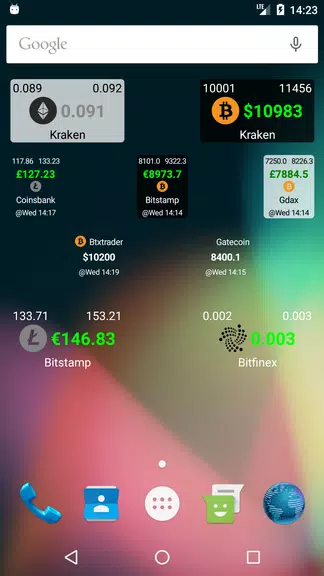 Bitcoin Ticker Widget スクリーンショット 1