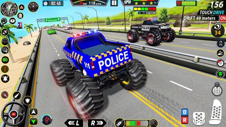 Police Monster Truck Car Games Ekran Görüntüsü 4