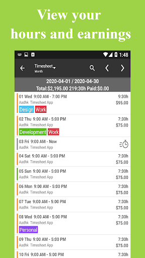 Timesheet - Work Hours Tracker Screenshot 3