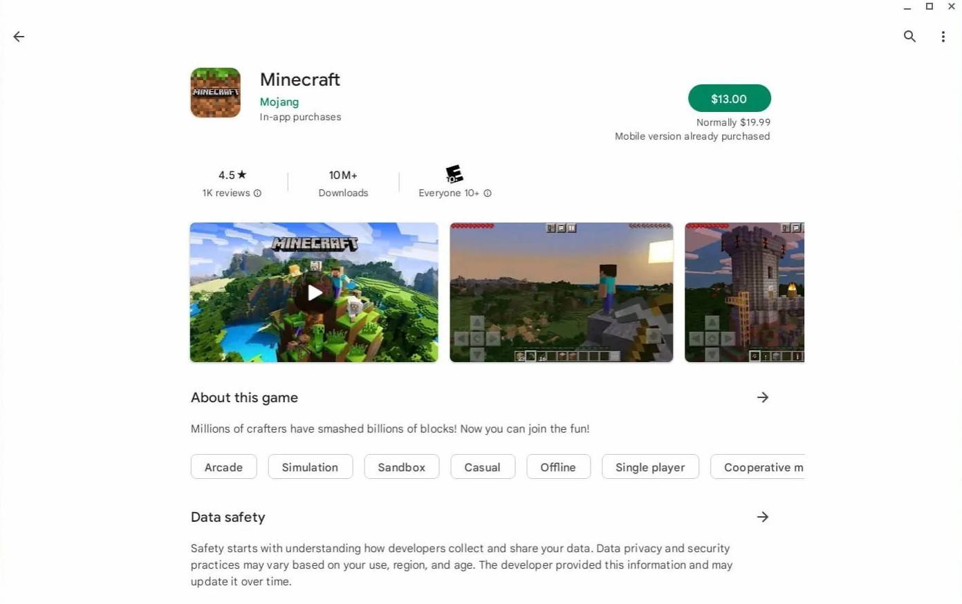 Minecraft für Chromebook