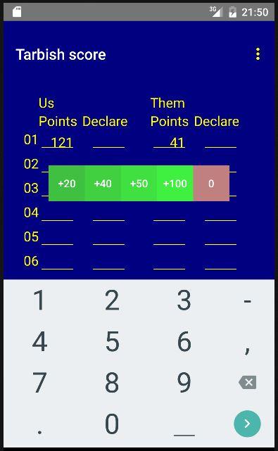 Tarbish score Free Screenshot 3