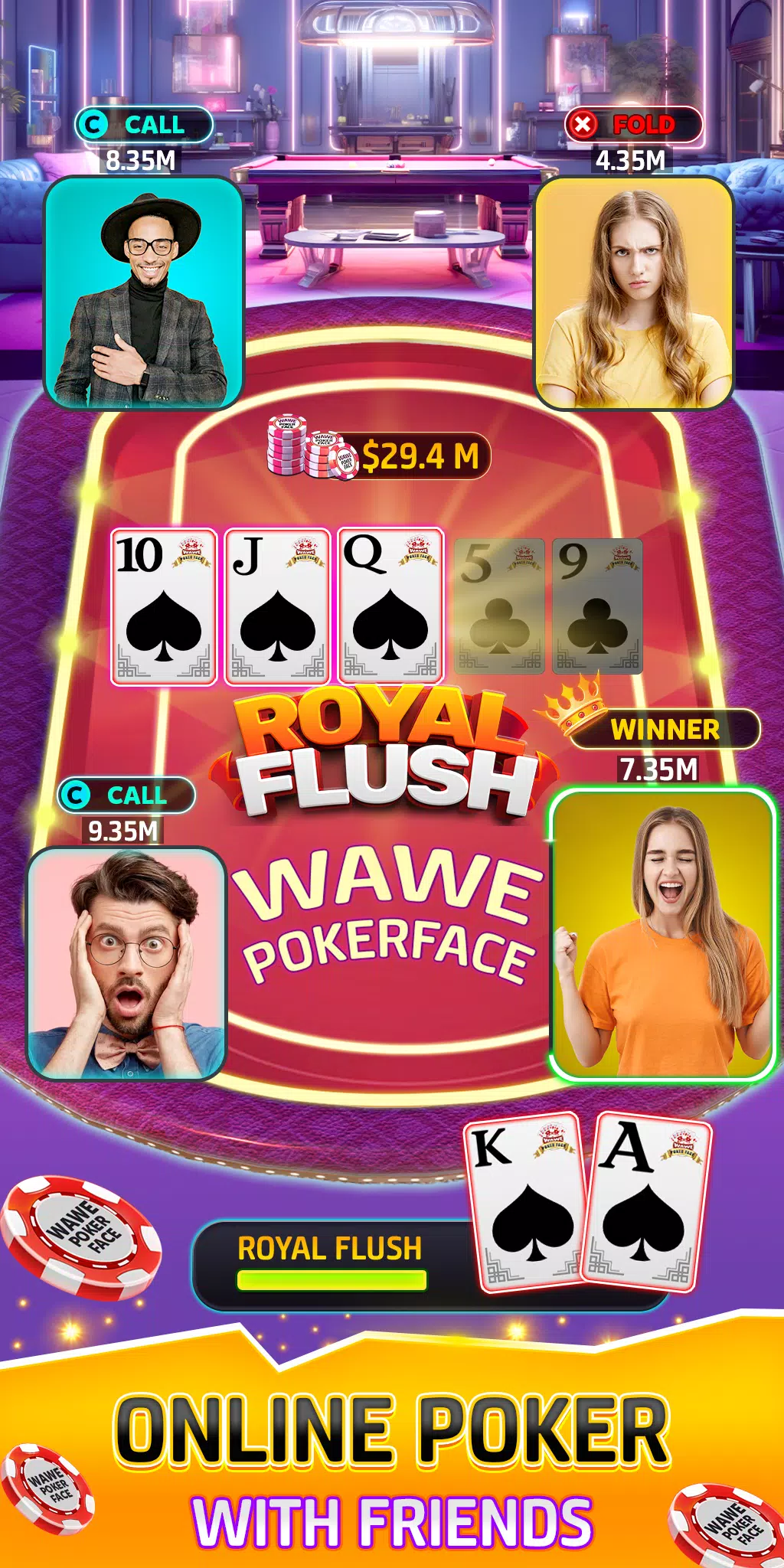 Wawe Poker Face - Holdem Poker Captura de pantalla 1