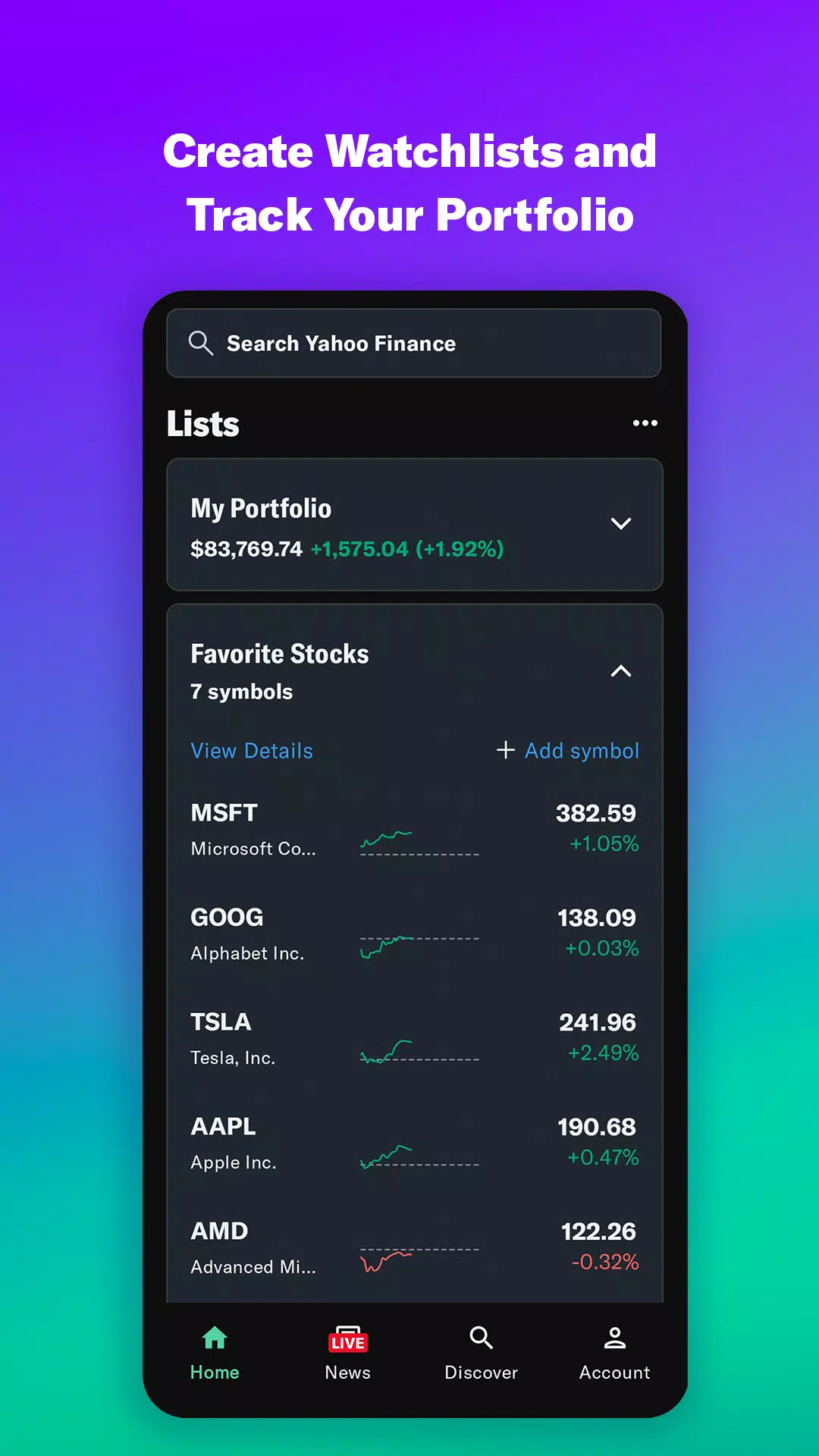 Yahoo Finance 스크린샷 4