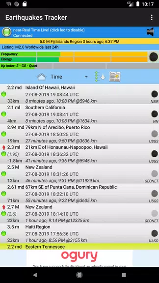 Earthquakes Tracker Captura de pantalla 1