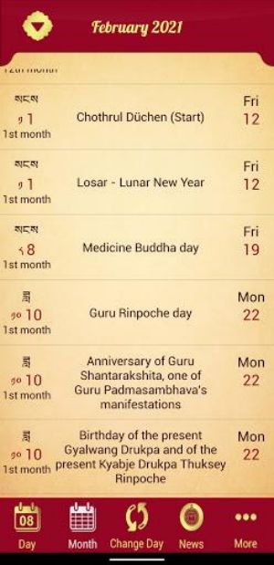 Drukpa Lunar Calendar Zrzut ekranu 2