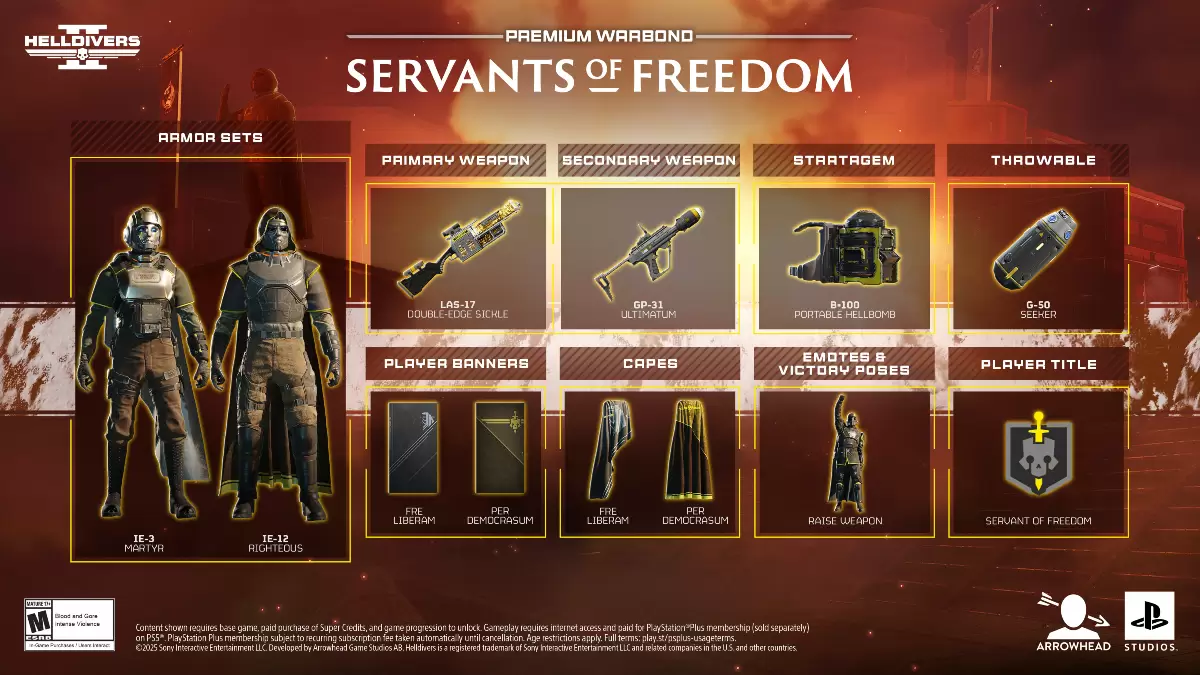 Servos da Freedom Warbond Rewards in Helldivers 2.