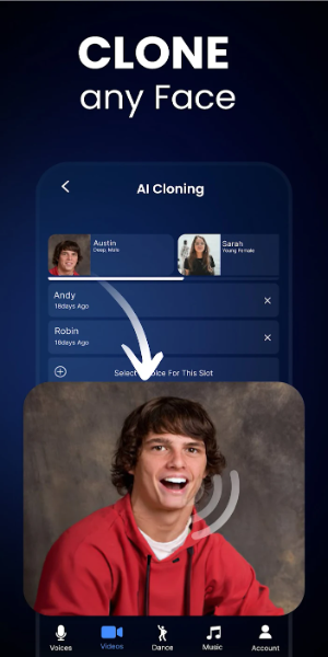 Voice & Face Cloning: Clony AI Captura de tela 2