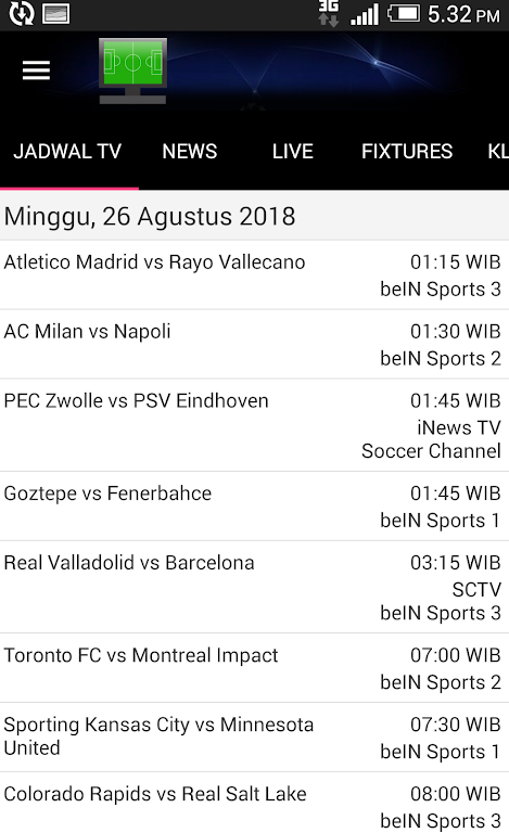 Jadwal Siaran Langsung Schermafbeelding 1