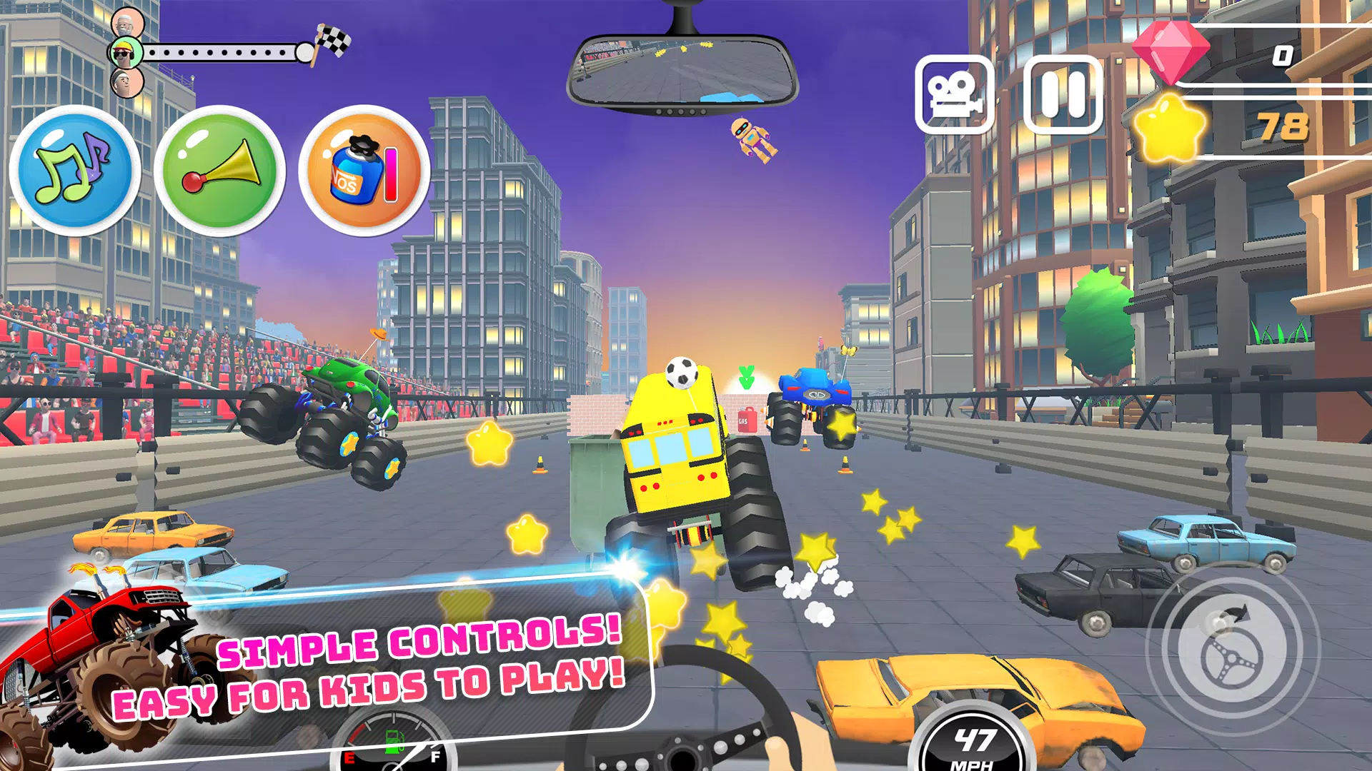 Monster Trucks Kids Race Game Schermafbeelding 3