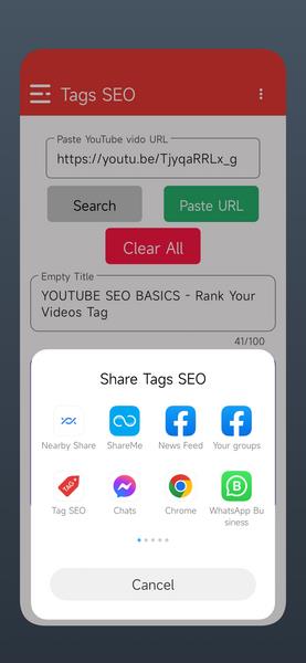 Schermata Tags SEO - Video Finder 2