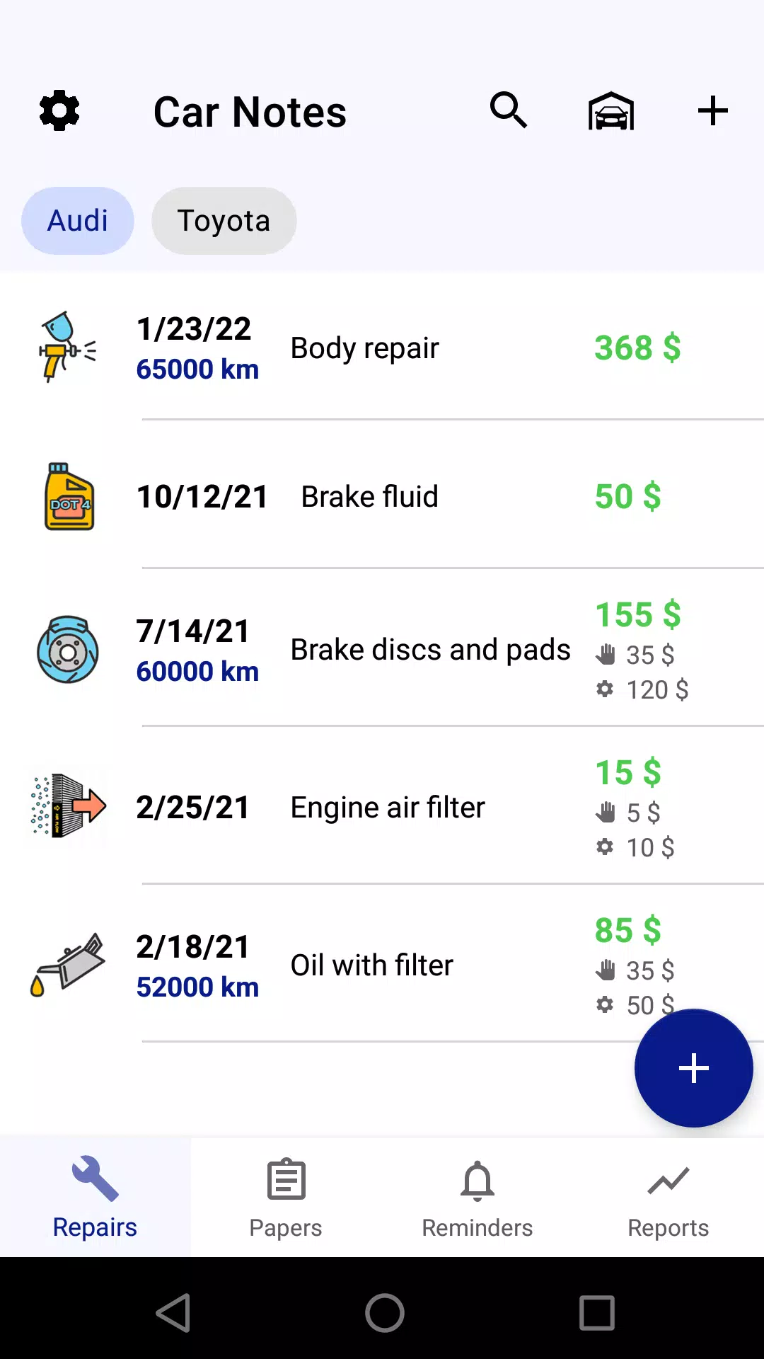 Car service tracker Screenshot 1