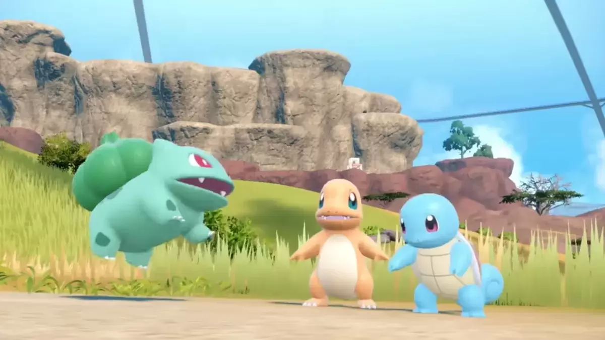Gen 1 Starters Bulbasaur、Charmander、およびSquirtle inPokémonScarlet＆Violet