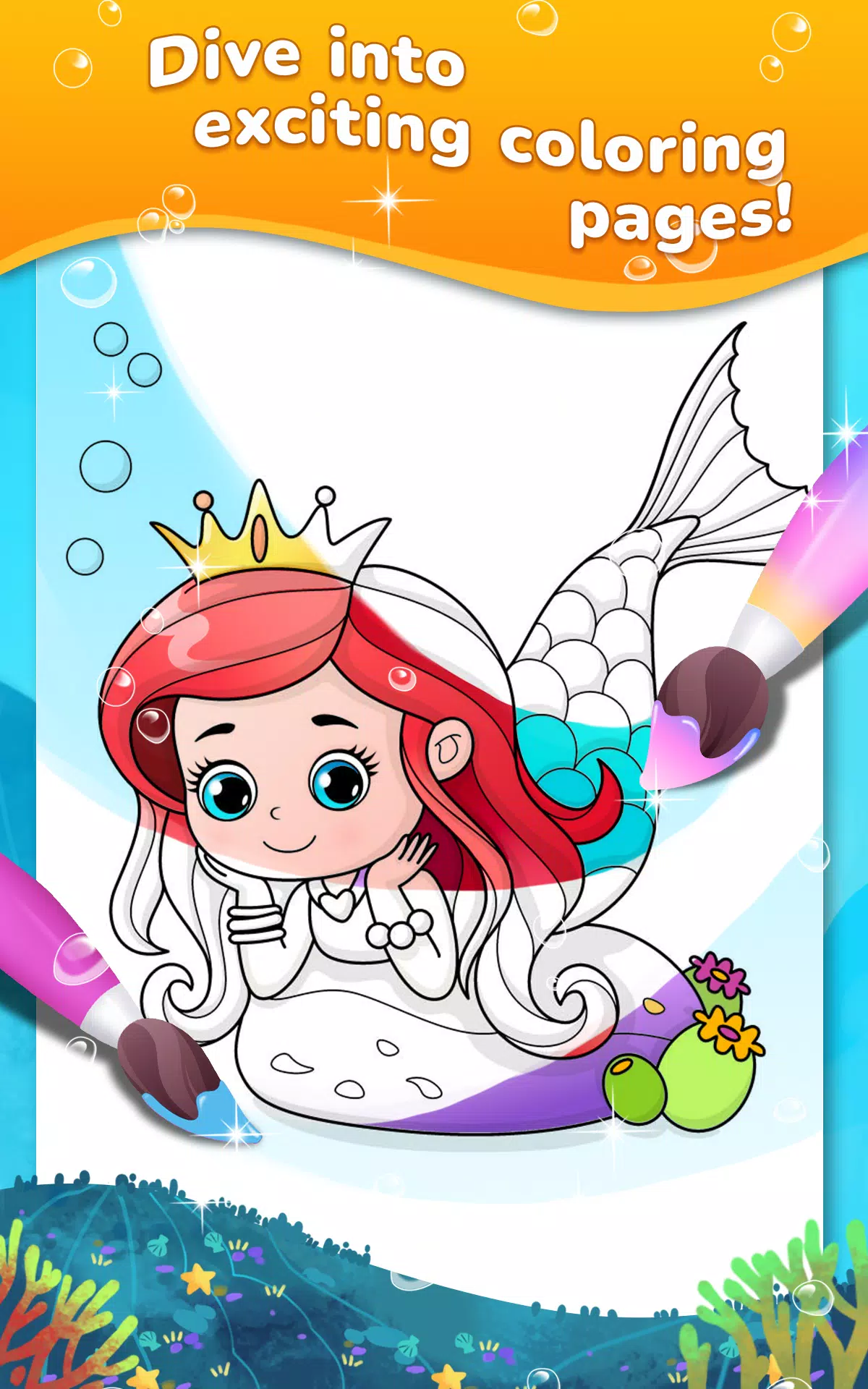 Mermaid coloring book gradient Zrzut ekranu 1