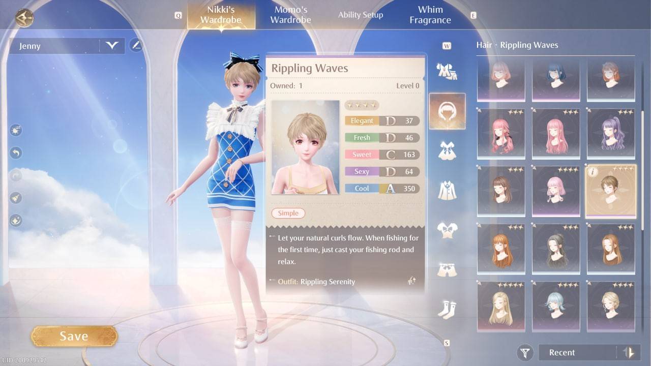 Gaya rambut sederhana di Infinity Nikki