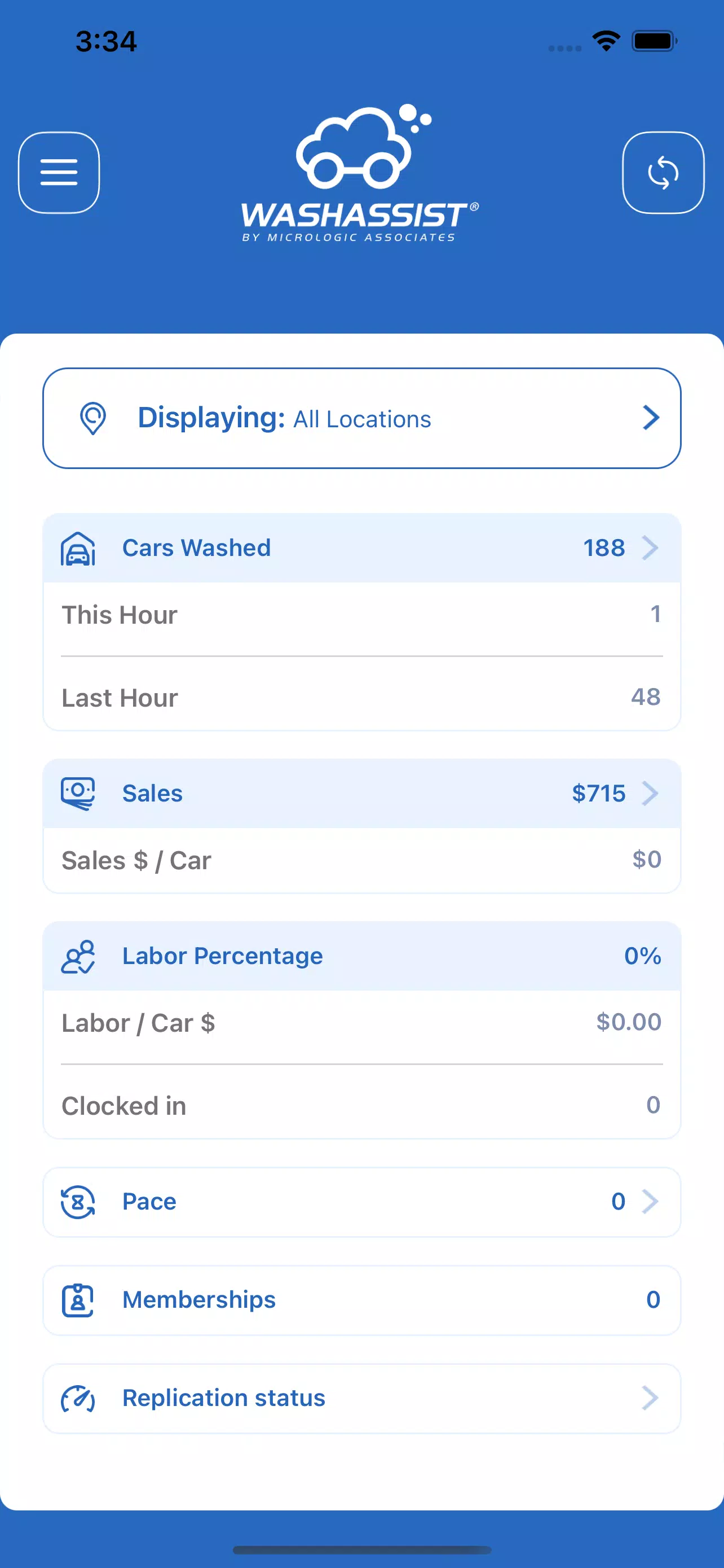 Schermata WashAssist Dashboard 2