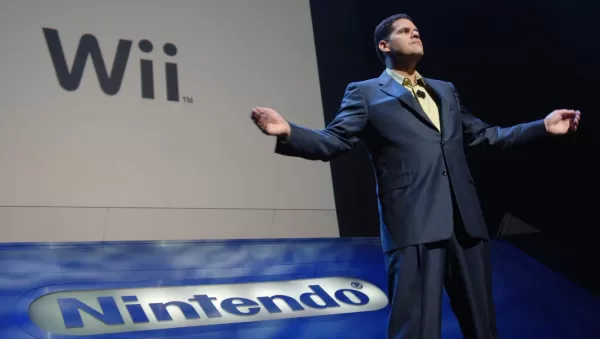 Reggie fought for Wii Sports as a Wii pack in. Photo by Susan Goldman/Bloomberg via Getty Images.