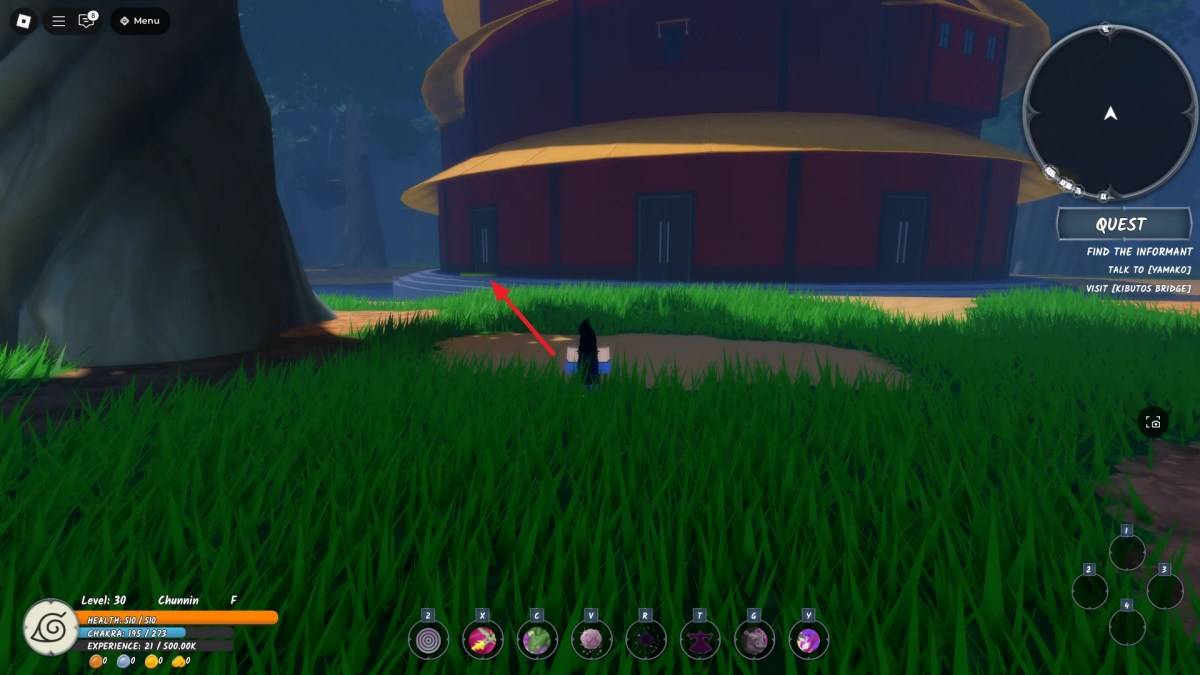 Ninja Time Roblox Experienceで、Chunin試験の重要な場所である44番目の塔の入り口の場所