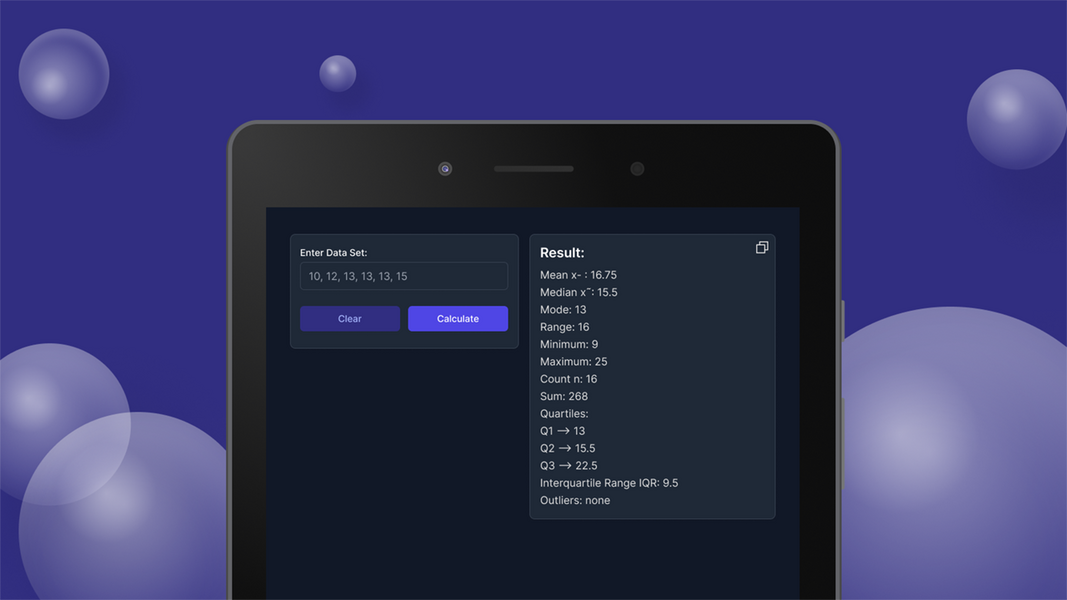 Mean Median Mode Calculator Ekran Görüntüsü 1