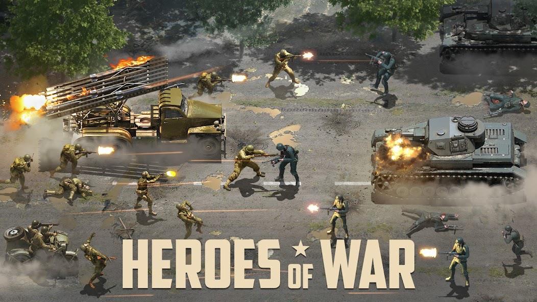 Heroes of War: Idle army game Mod Captura de tela 1