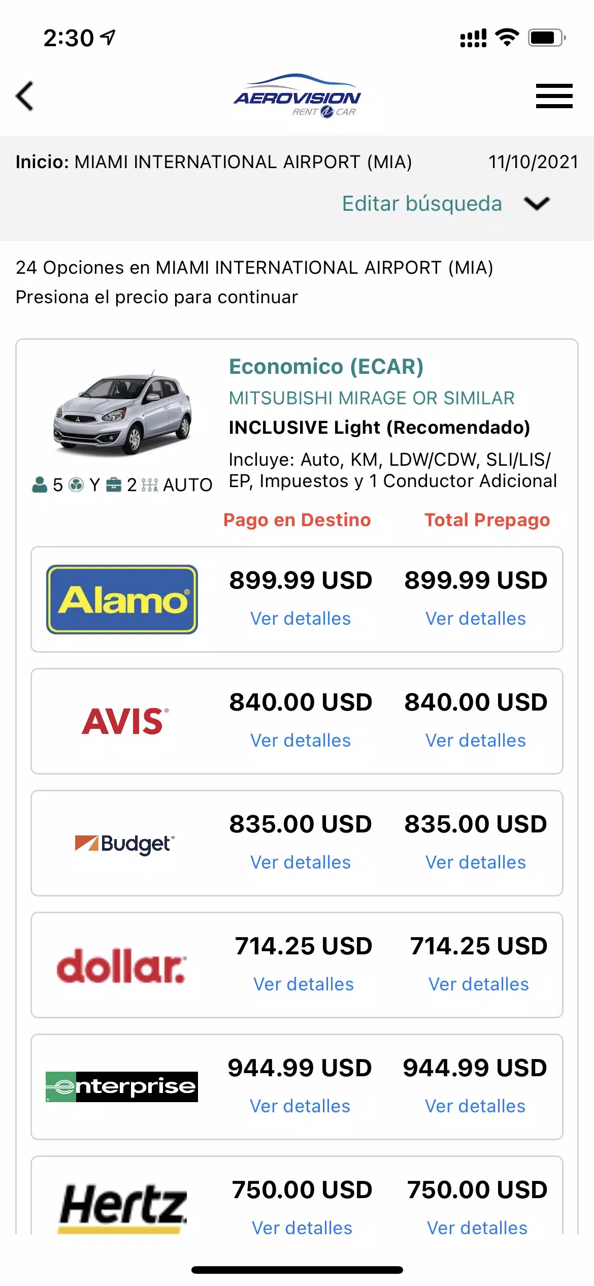 Aerovision SAS - Rent a Car Скриншот 4