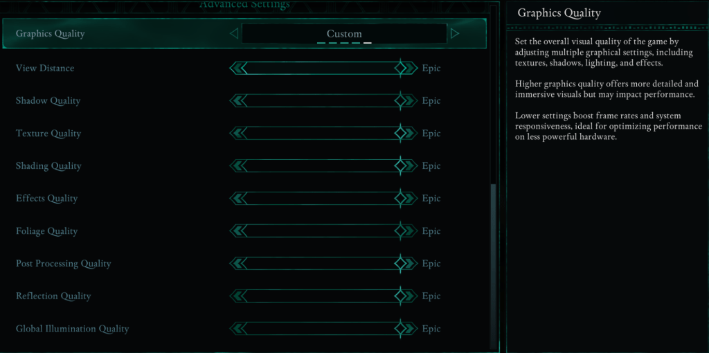 Avowed Graphics Setting Pahina
