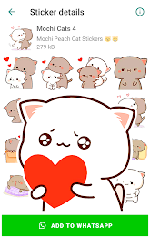 Mochi Cat Stickers for WhatsAp ဖန်သားပြင်ဓာတ်ပုံ 1