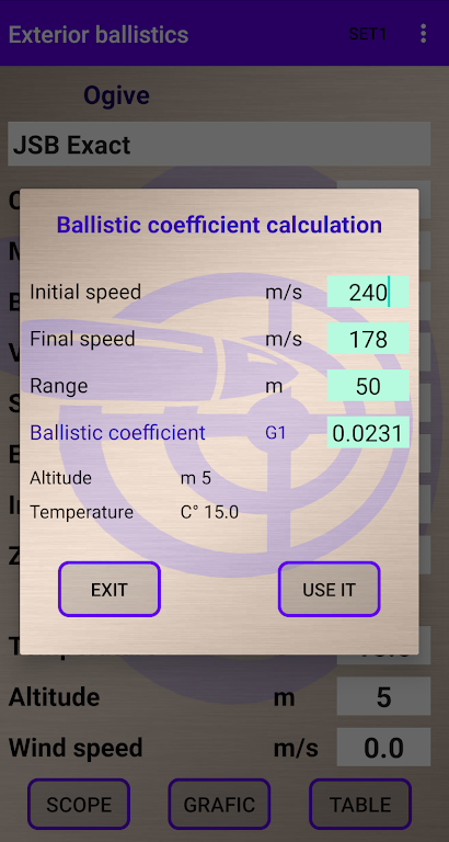 External ballistics calculator Zrzut ekranu 4