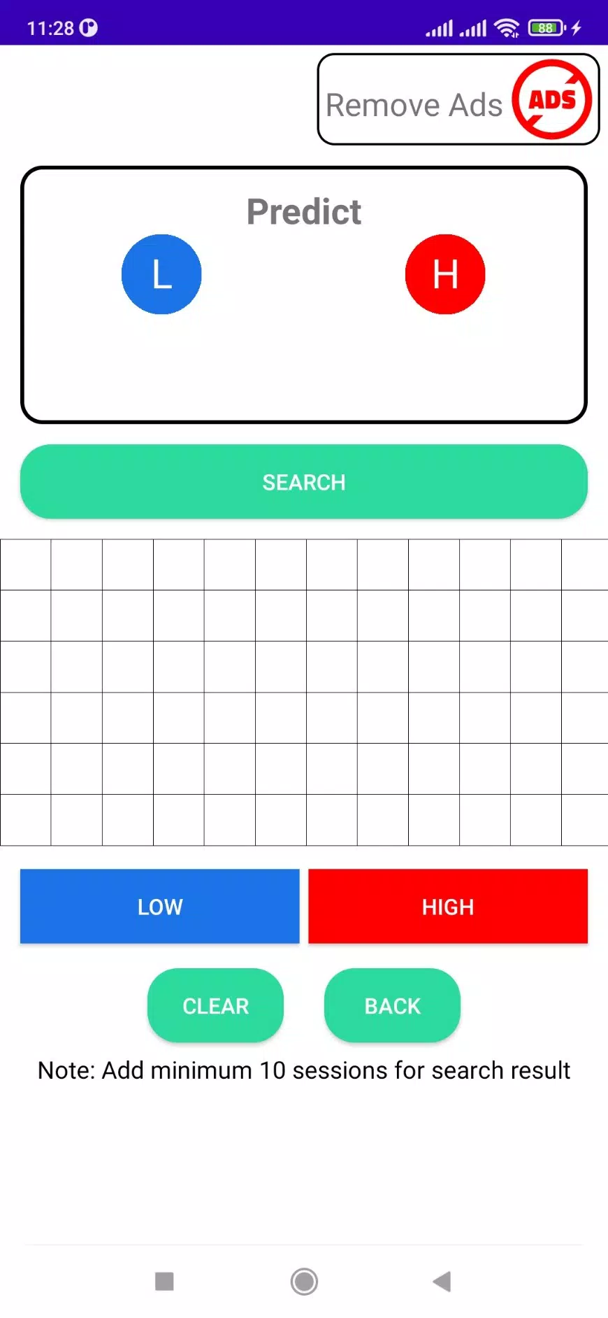 Schermata High - Low Predict Tool 2