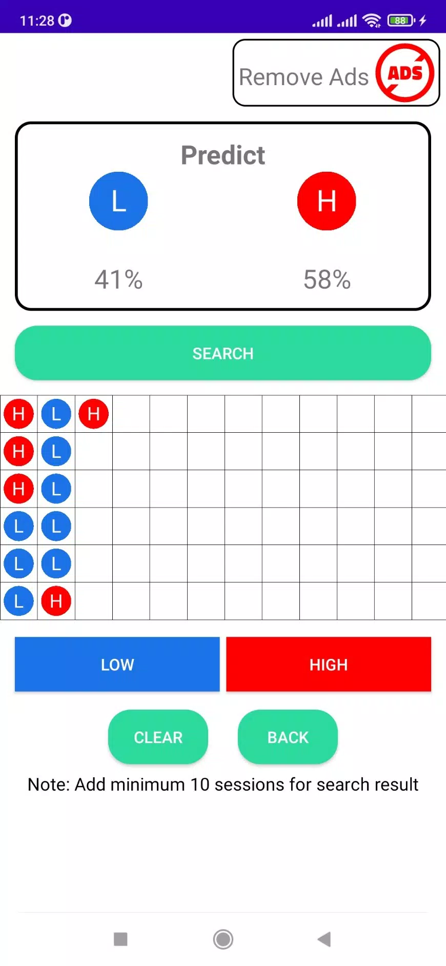 Schermata High - Low Predict Tool 1