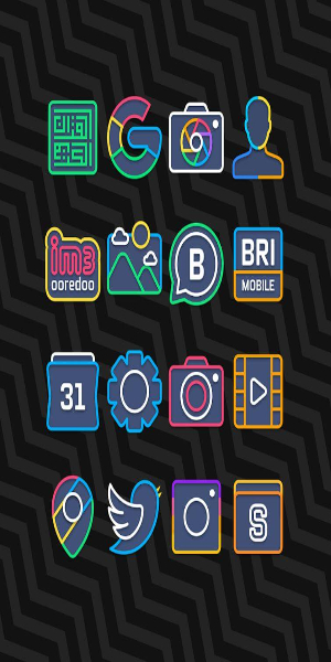 Garis Dark - Lines Icon Pack स्क्रीनशॉट 1