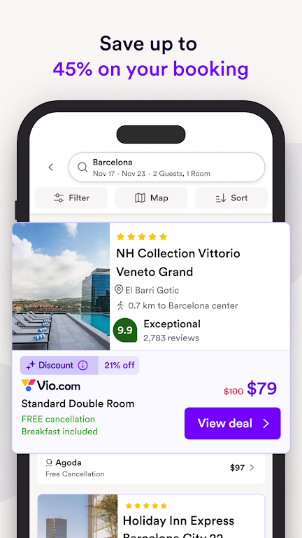 Schermata Vio.com: Hotels & travel deals 2