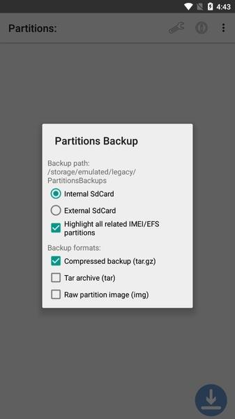 Partitions Backup and Restore Zrzut ekranu 1