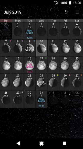 Simple Moon Phase Calendar スクリーンショット 1