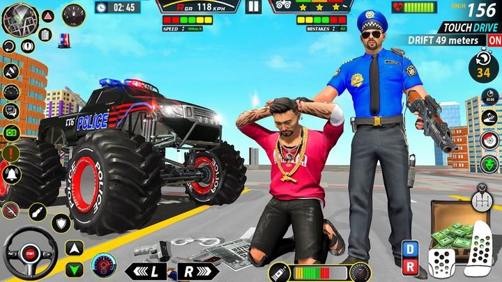 Police Monster Truck Car Games Zrzut ekranu 3