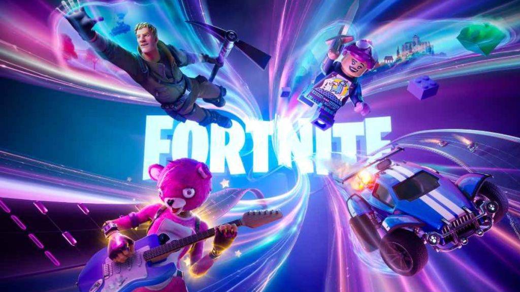 หน้าจอโหลดใน Fortnite บทที่ 5 ภาพนี้เป็นส่วนหนึ่งของบทความเกี่ยวกับวิธีการแลกบัตรของขวัญ Fortnite