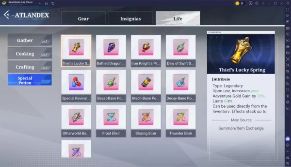 Crystal of Atlan Life Skills Guide - Crafting System Overview