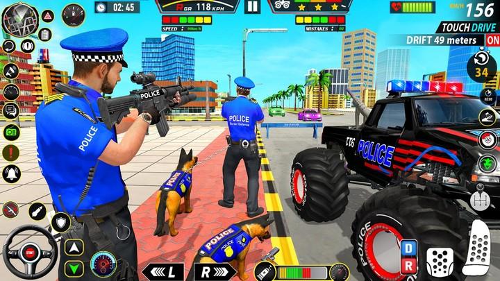 Police Monster Truck Car Games Ekran Görüntüsü 1