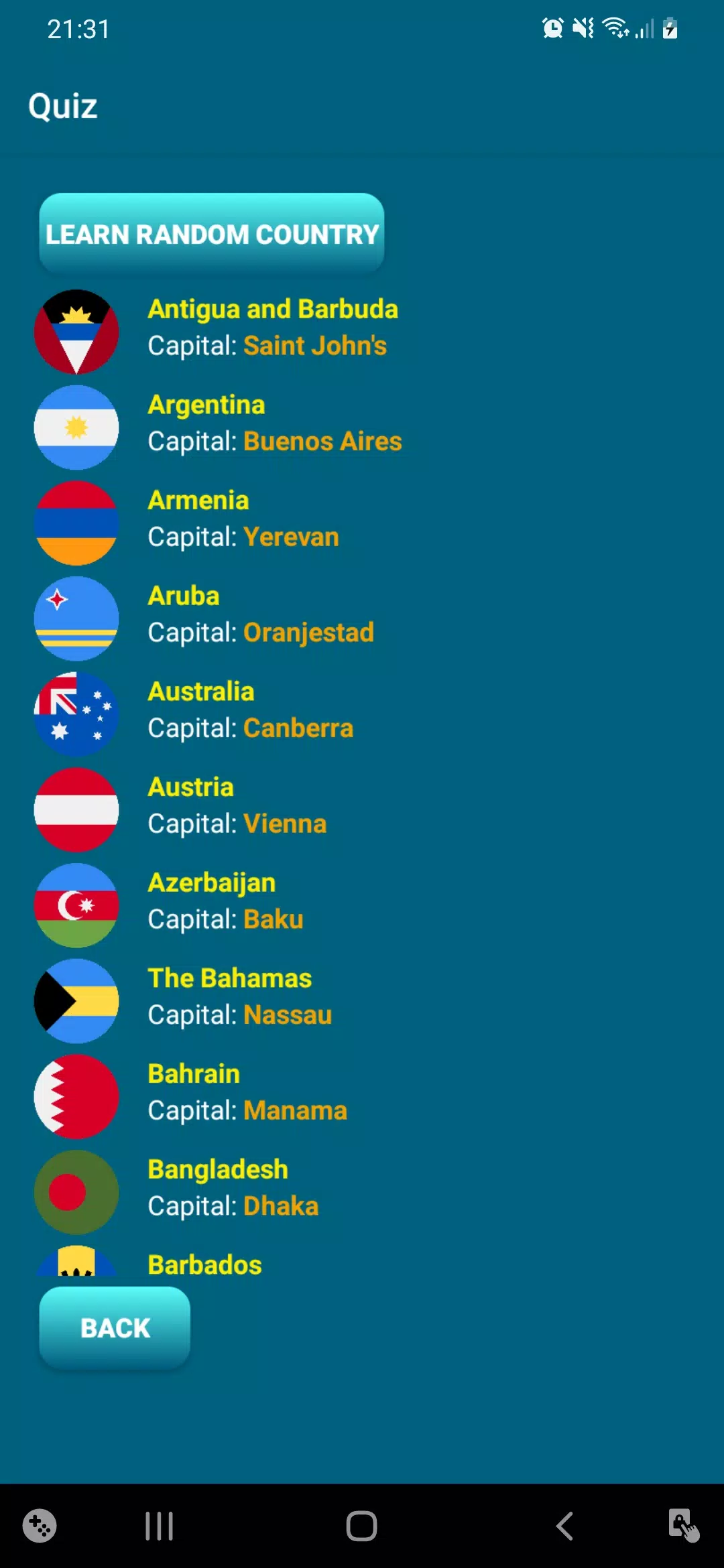 Countries, capitals, flags - W スクリーンショット 2