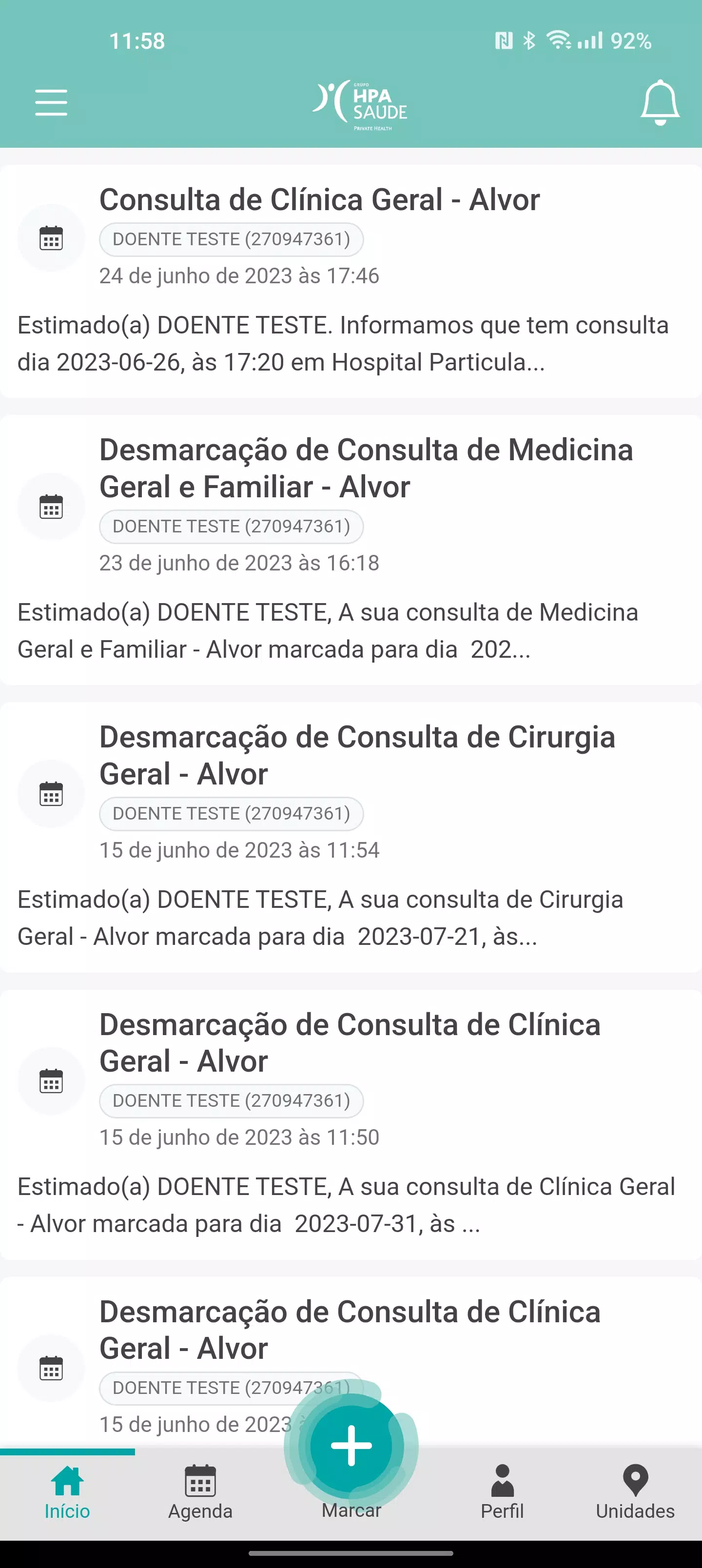 Schermata myHPA Saúde 1