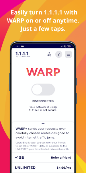 1.1.1.1 + WARP: Safer Internet スクリーンショット 1