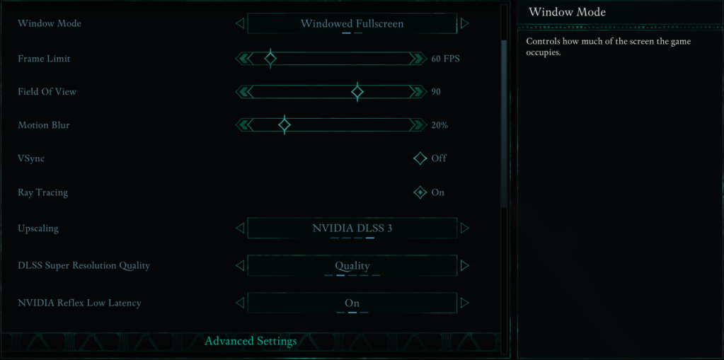 Avowed Display Setting Pahina fps
