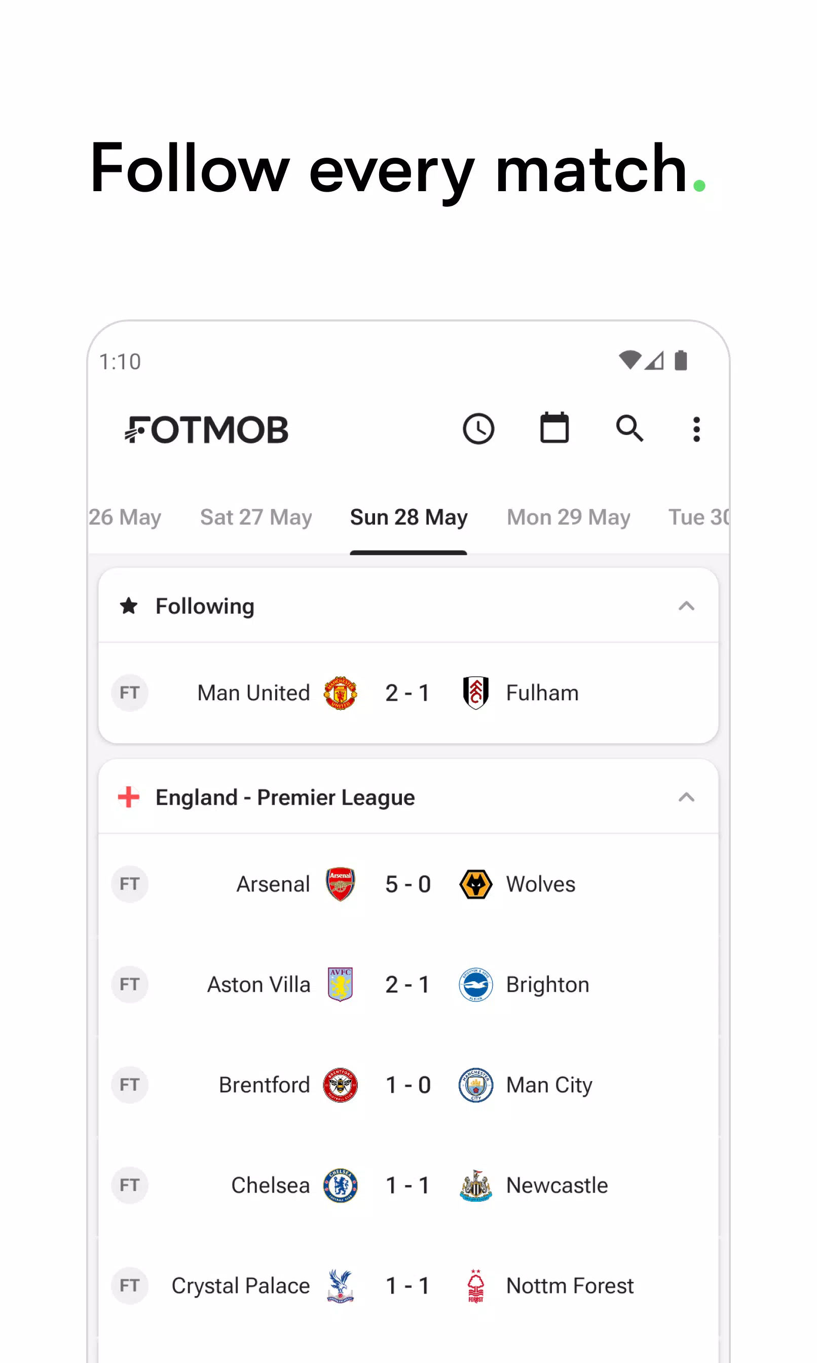 FotMob - Resultados de fútbol Captura de pantalla 1