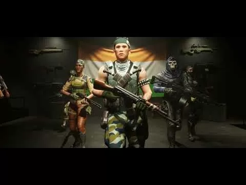 FAU-G Domination gameplay screenshot showing tactical firefight in Indian urban environment