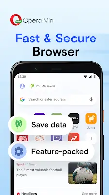 Opera Mini: Fast Web Browser Tangkapan skrin 1