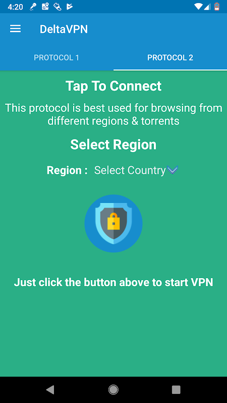 Delta VPN : Secure VPN Proxy : VPN UK, IRAN, USA Captura de pantalla 1