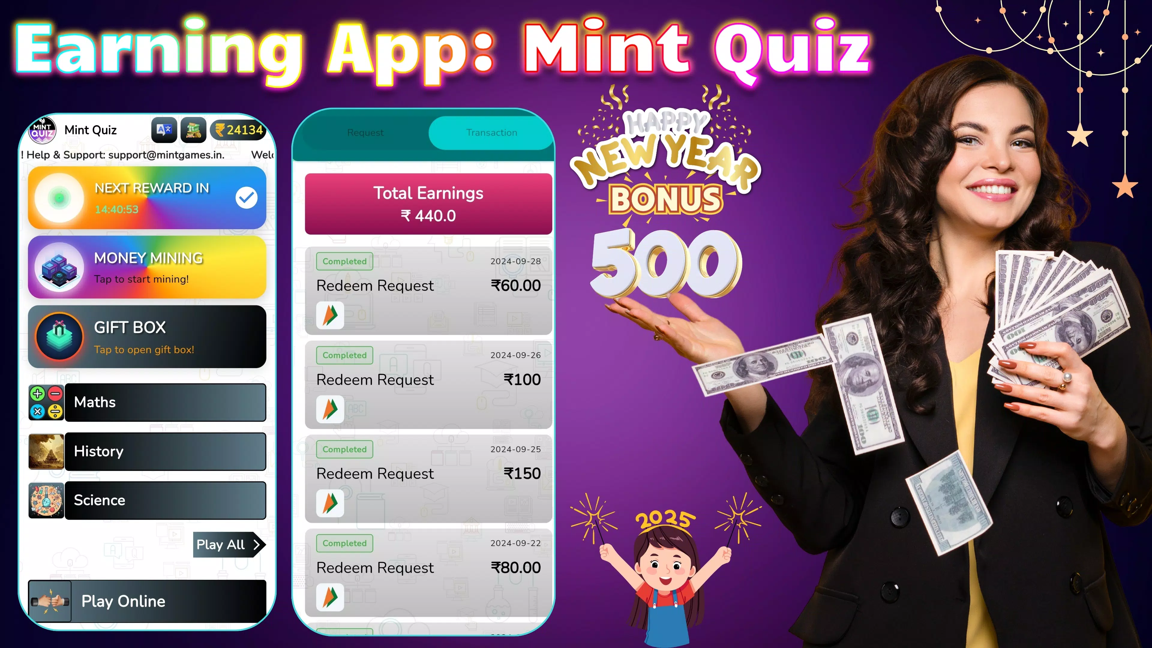 Earning App: Mint Quiz ဖန်သားပြင်ဓာတ်ပုံ 1